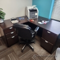 Espresso L Suite Office Desk with Dual Storage Drawers